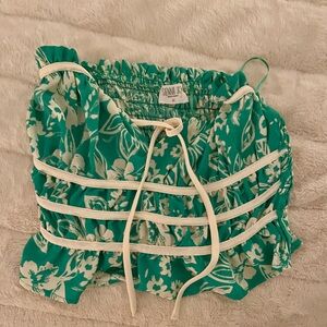 Green Floral Corset Top